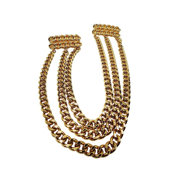 Vintage 80S Super Heavy Gold Epaulet Chain Clips (A1289)